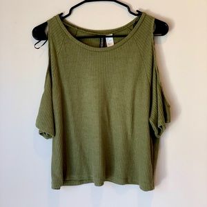 Colder Shoulder Olive Tee